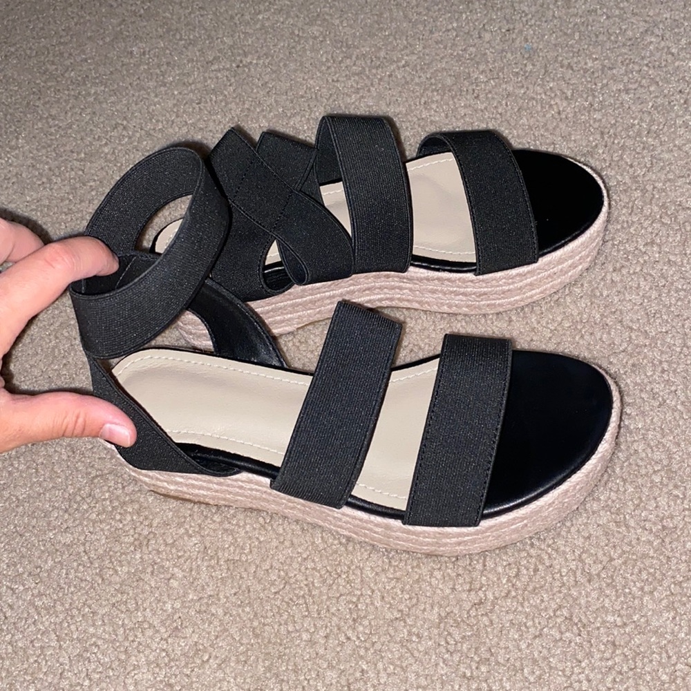 SHEIN black espadrille wedges - Size 5.5 (NEVER WORN!!)